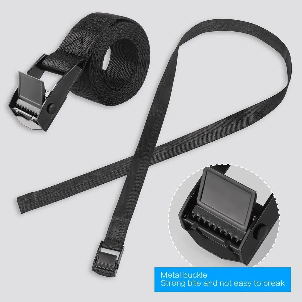 Sangles de Fixation 1m avec Boucle Métal Noir - Pack de 6 Robustes