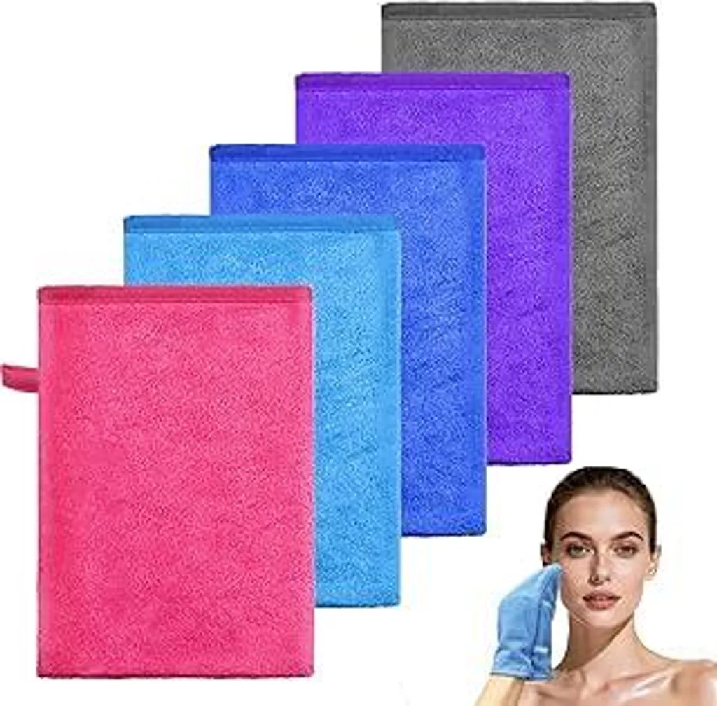 Set 5 Guanti Bagnetto Neonati 14x20 cm - Salviette Microfibra Colorate