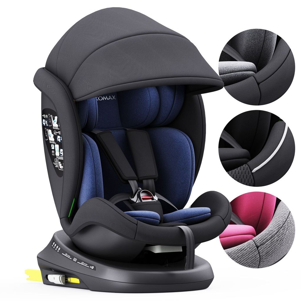 XOMAX 946i Auto Kindersitz drehbar 360° Grad, mit Isofix und Alarmsystem, Gruppe 0+, 1, 2, 3, Reboarder, 0 bis 36 kg, 0 - 12 Jahre / ECE R129,Farb...