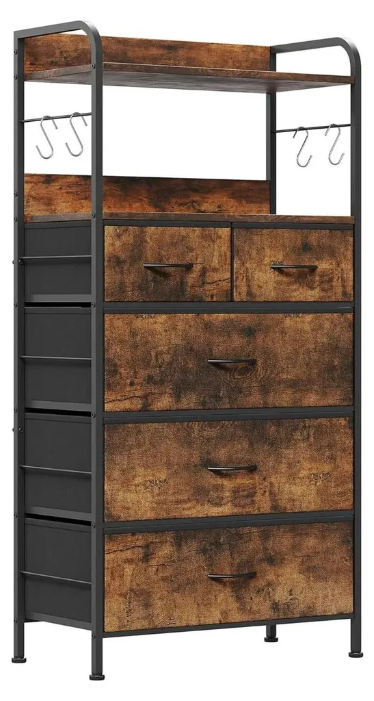Chiffonnier de Rangement 5 Tiroirs - Tour de Stockage Design Industriel