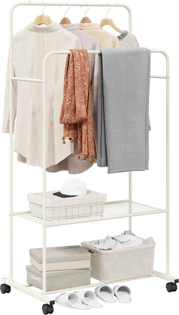 Eleganter Möbel Kleiderständer mit Regal Mit Rad mit Speicher Weiß - CJG681842 - Garderobenständer
