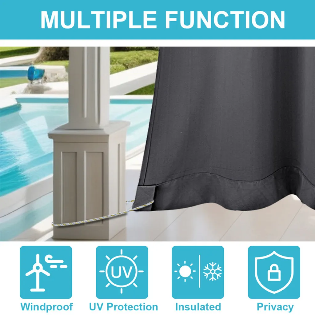 Rideau d'Extérieur Coupe-vent pour Balcon et Terrasse Imperméable Gris