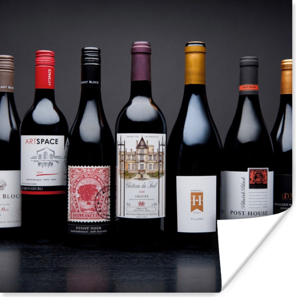 MuchoWow Poster Flaschen - Alkohol - Wein 75x75 cm - Wand Dekoration