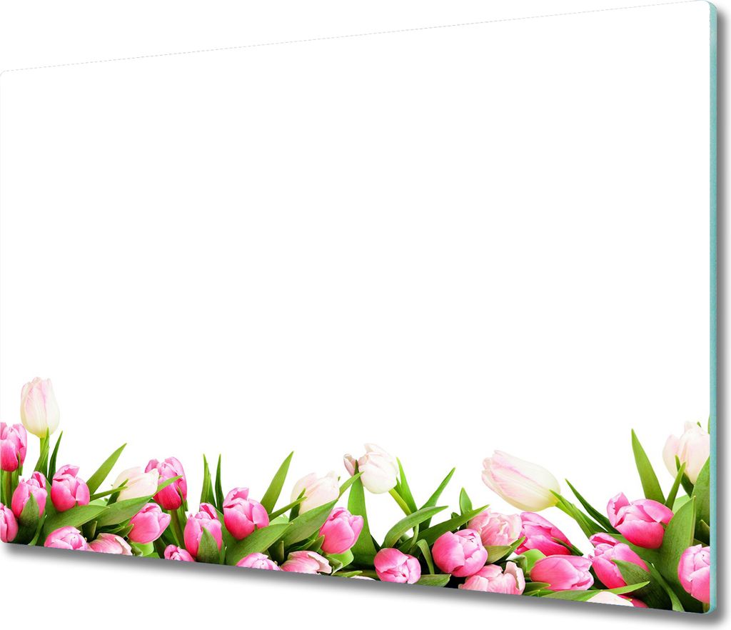 Glas Herdabdeckplatte 60x52 cm Spritzschutz Glasabdeckplatte Schneidebrett Rosa Tulpen