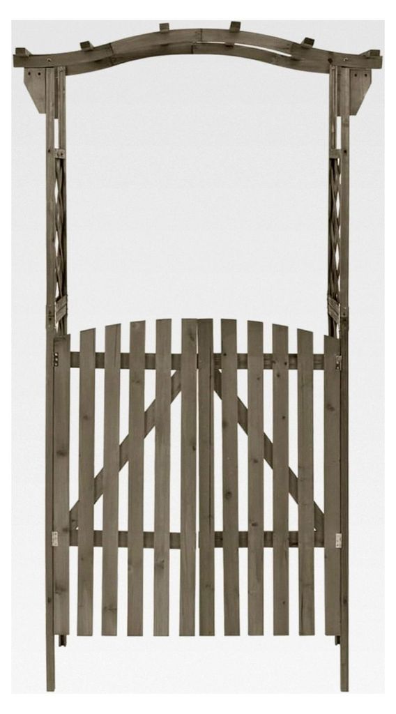 Pergola mit Tor 116x40x204 cm Grau aus massivem Tannen- und Kiefernholz