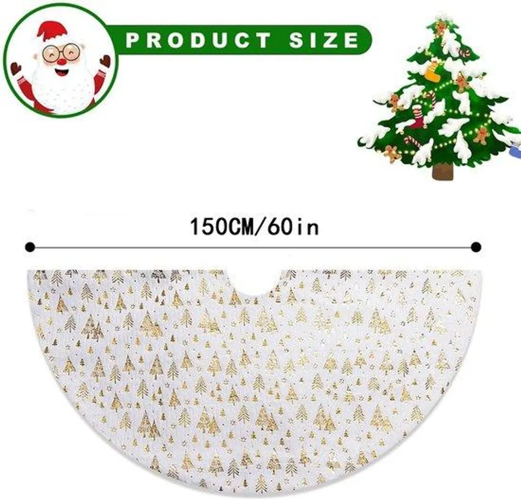 Décoration Pied de Sapin de Noël et Housse de Protection 150 cm Or