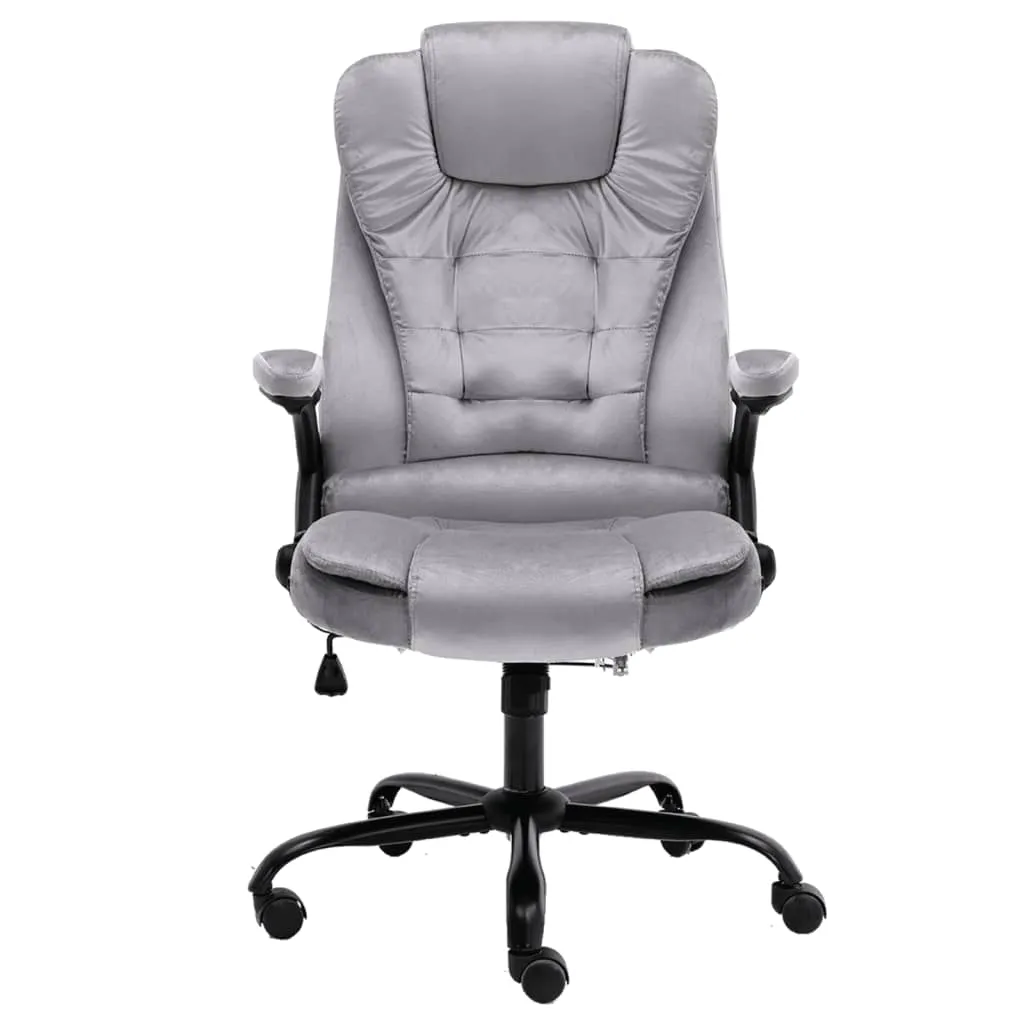vidaXL Chaise de bureau gris clair en velours doux réglable en hauteur