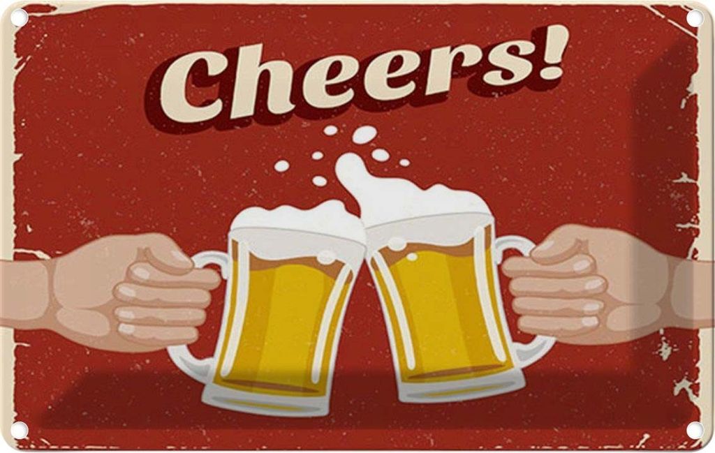 vianmo Blechschild 12x18 cm Alkohol Beer Cheers Bier