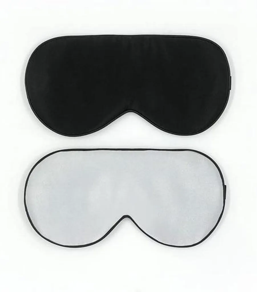 Lot de 2 masques de sommeil en soie coloris noir et argent ultra doux