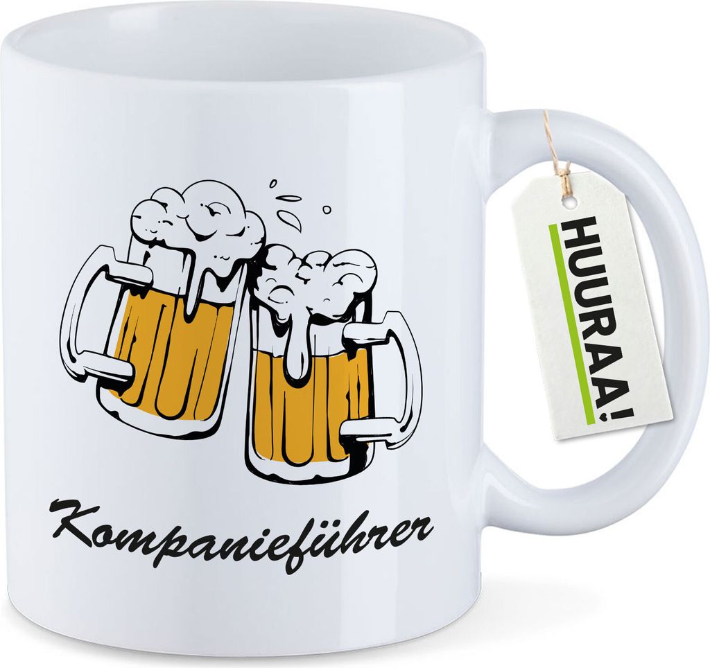 Huuraa Kaffeetasse Kompanieführer Schützenfest 330ml Weiß Keramik Kaffeebecher Geschenkidee