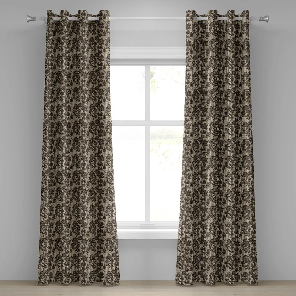 Rideaux décoratifs à œillets pour salon au style rétro chic