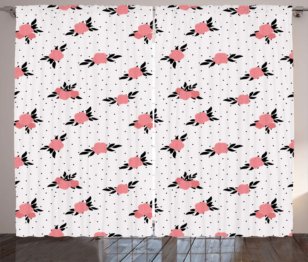 ABAKUHAUS Rideaux Rustiques à Fleurs Roses Vintage 280 x 225 cm Corail