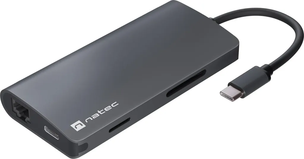 Adaptateur Multiport USB-C Natec NMP-2162 pour Télétravail et Bureau Gris
