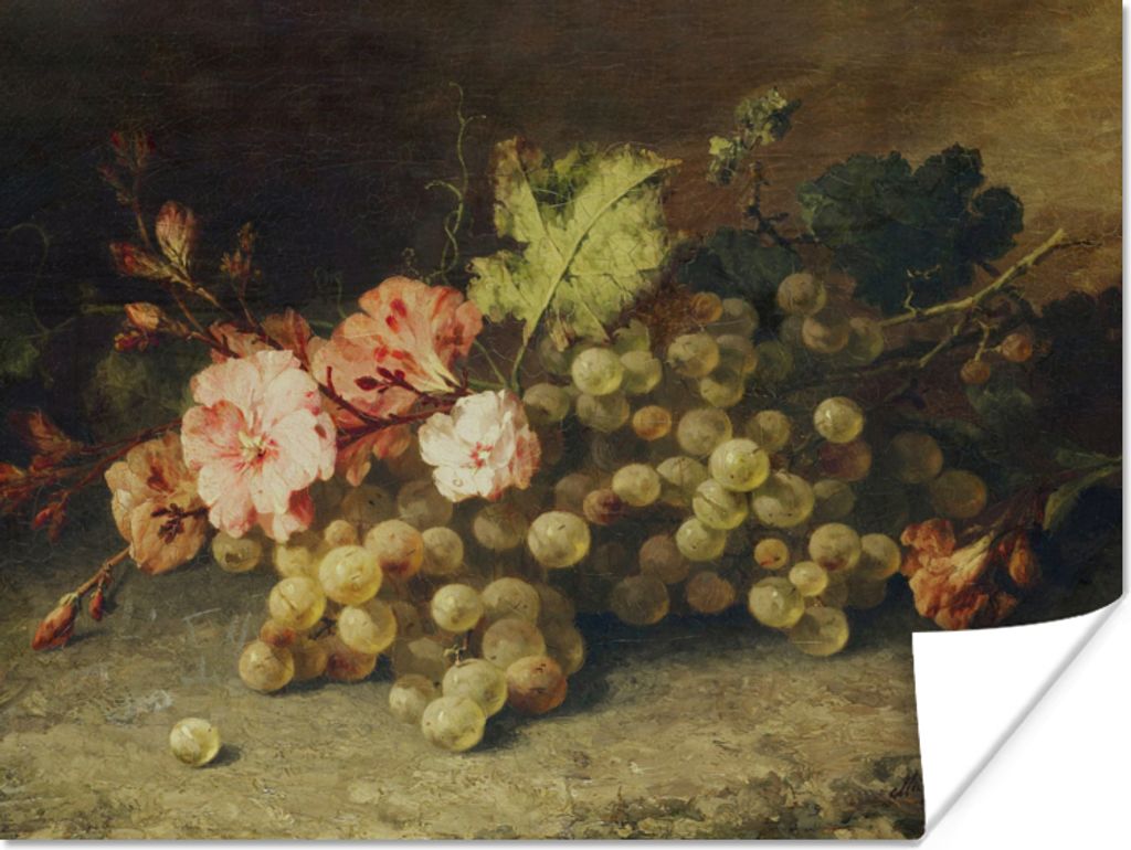 MuchoWow Poster Obst - Stilleben mit Weintrauben - Alte Meister 40x30 cm - Plakate für die Wände - Poster Wohnzimmer