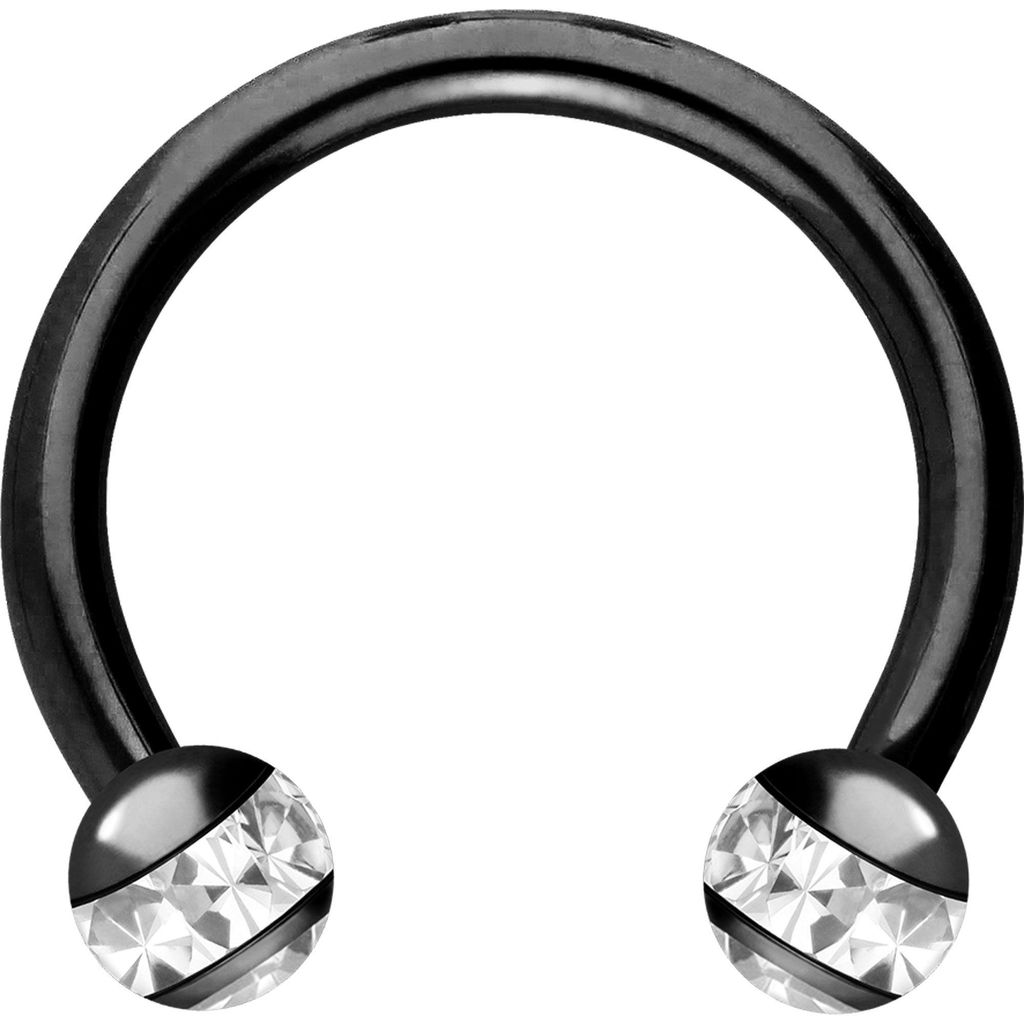 Ohrpiercing, Nasenpiercing, Septum Piercing Chirurgenstahl Hufeisenring EPOXY-RING-KUGELN + KRISTALLE Farbe: Schwarz + Kugelgröße: 3mm Innendurch...