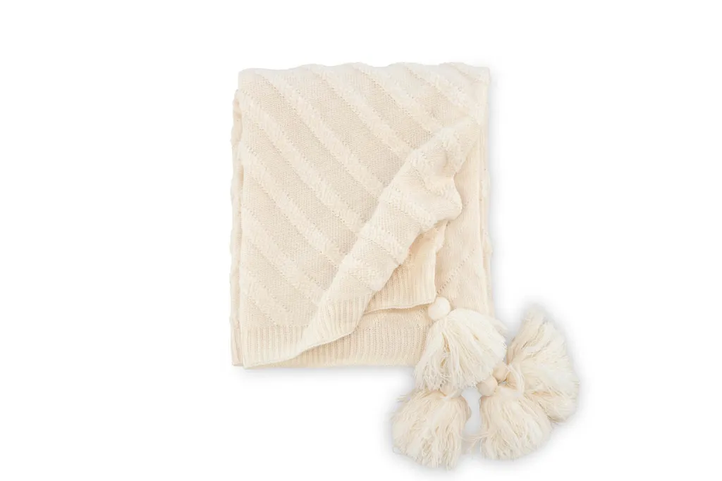 Coperta Plaid Katlyn 170x130 Bianco Avorio: Arredo Living Scandinavo