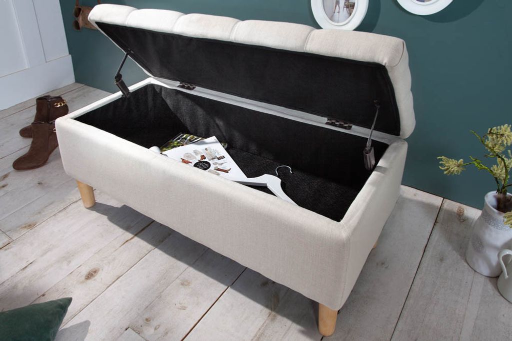 Chesterfield Truhenbank CASTLE 100cm beige Sitzbank Produktbild 4