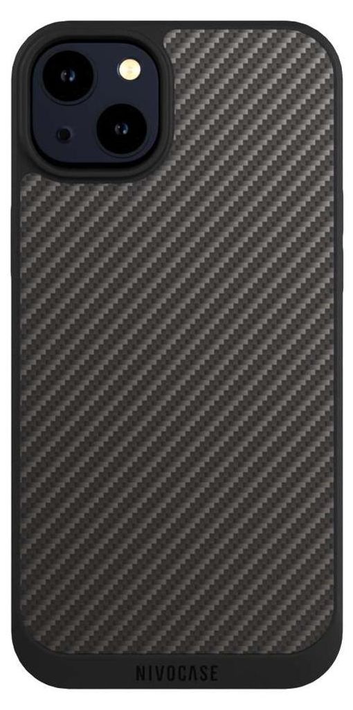 NIVOCASE Handyhülle für Apple iPhone 14 Plus Hülle NIVOpure Case Schwarz Carbon Metallic Look Muster