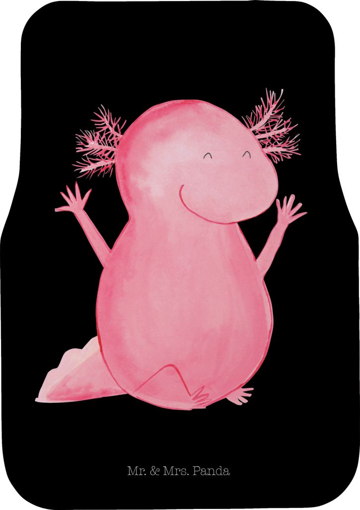 Mr. & Mrs. Panda Automatte Axolotl Hurra - Schwarz - Geschenk, Auto Fußmatte, Teppich, Spaß, Fröhlich, Fürs, Motivation, Autoteppich