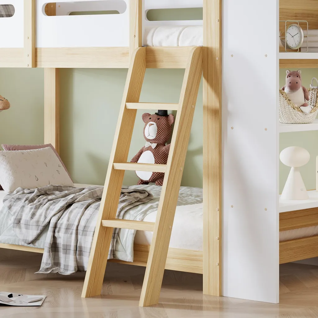 Lit Superposé Enfant 90x200cm avec Étagères de Rangement Intégrées - 5