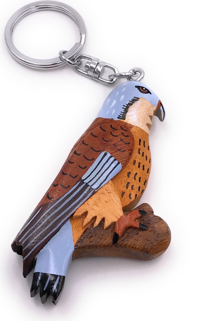 Onwomania Schlüsselanhänger aus Holz Vogel Papagei Wellensittich blau braun Zuchtvogel Kanarienvogel Anhänger Charm