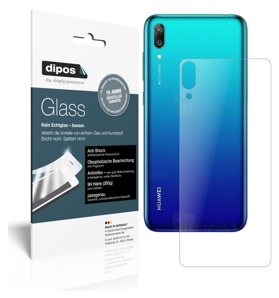 2x Schutzfolie für Huawei Y7 Pro (2019) Rückseite matt - Anti-Shock 9H Folie