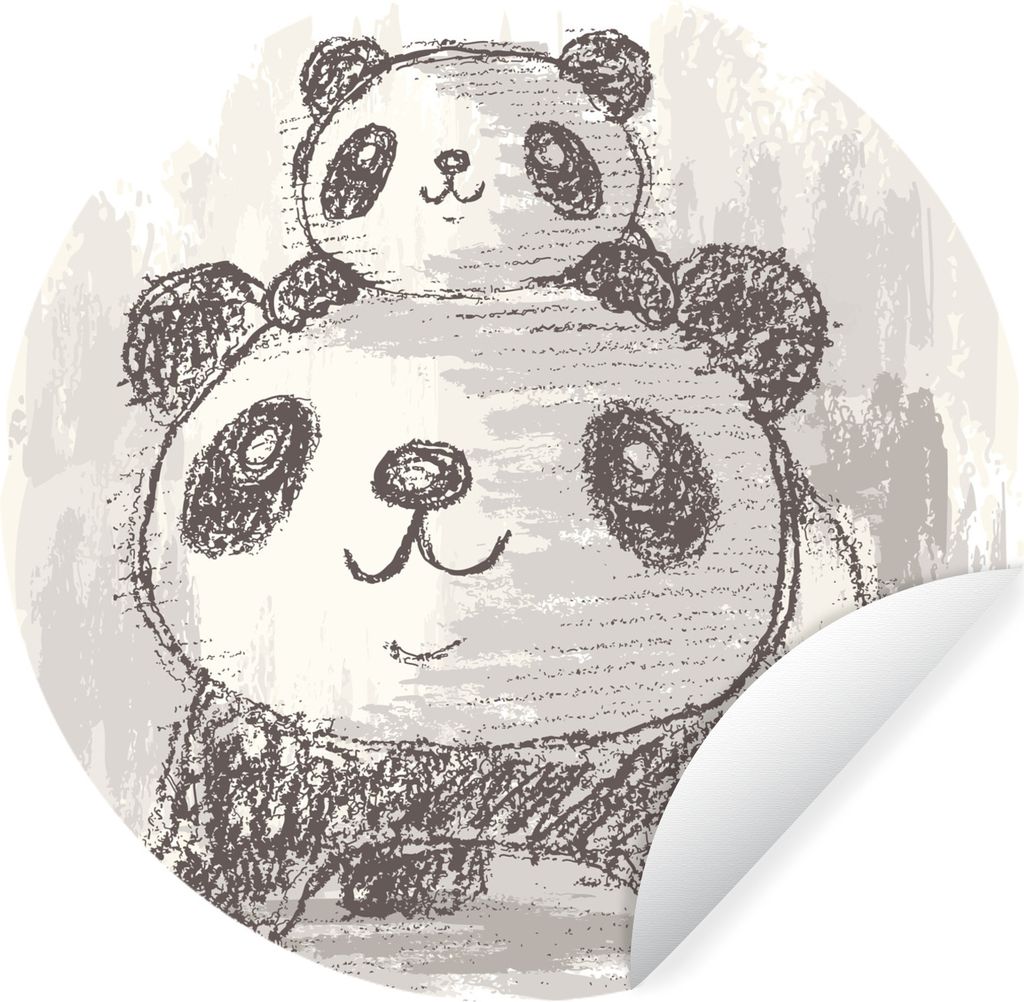 MuchoWow Runde Wandtattoo - Wandsticker Tapete Aufkleber Kind - Panda - Mutter Ø 100 cm Selbstklebend und Repositionierbar - Wandaufkleber - Kre...