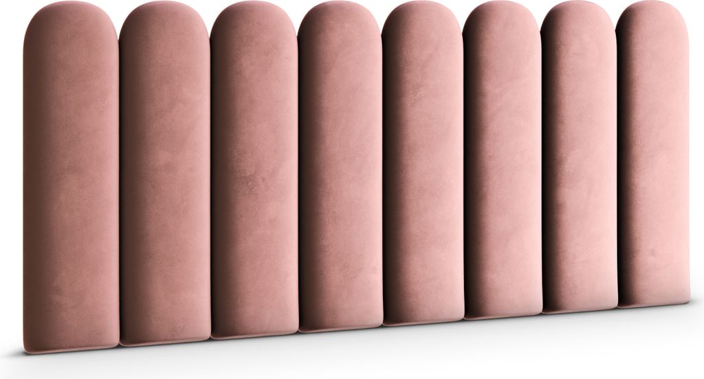 A row of upholstered wall panels with rounded tops.