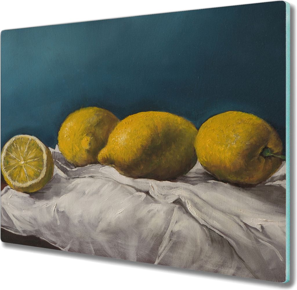 Coloray Hackbrett Herdabdeckplatte 60x52 cm Küchenbrett Kochplattenabdeckung Schneidebrett - Zitronen