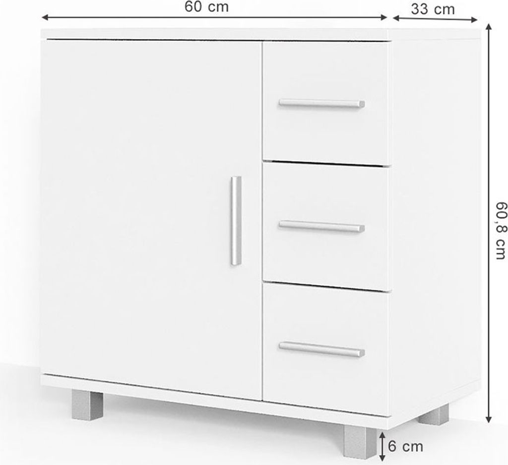 Vicco Waschbeckenunterschrank Ilias, 60 x 60.8 cm, Weiß Produktbild 3