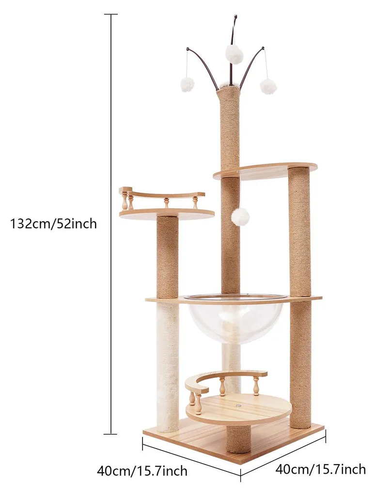 Arbre à chat robuste à quatre niveaux jaune - Structure sécurisée T4 - 5