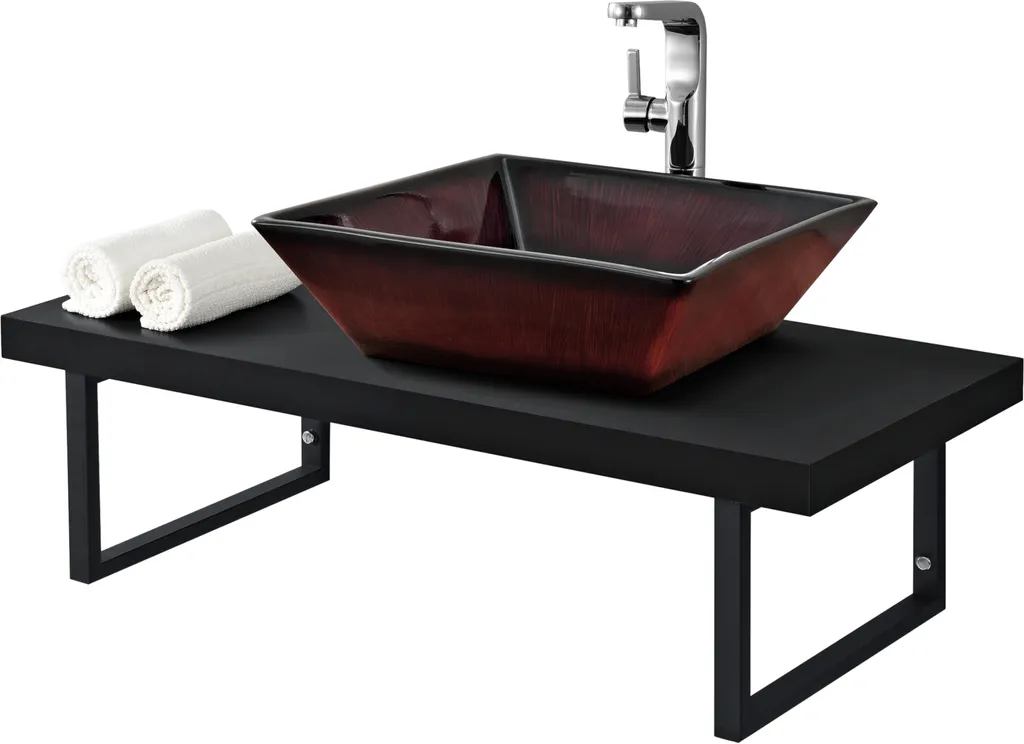 Châssis métallique noir mat pour lavabo 100 cm, console stable et chic