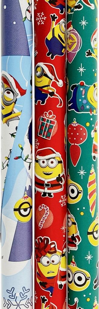 Minions Geschenkpapier – Weihnachtspapier für Weihnachten – 200 x 70 cm – 3 Rollen