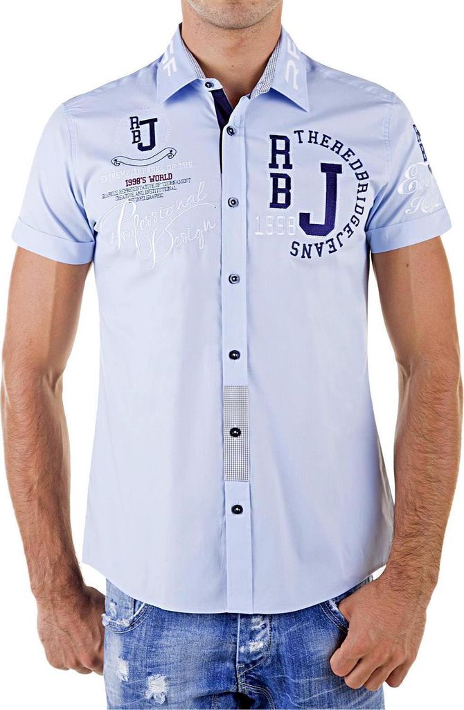 Red Bridge Herren Professionel Design Slim Fit kurzarm Hemd Hellblau S