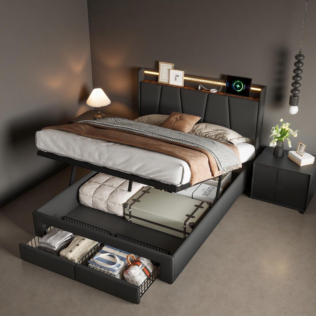 Čalouněná postel ProximaX 160x200 cm s LED čelem a funkcí Obrázek produktu 