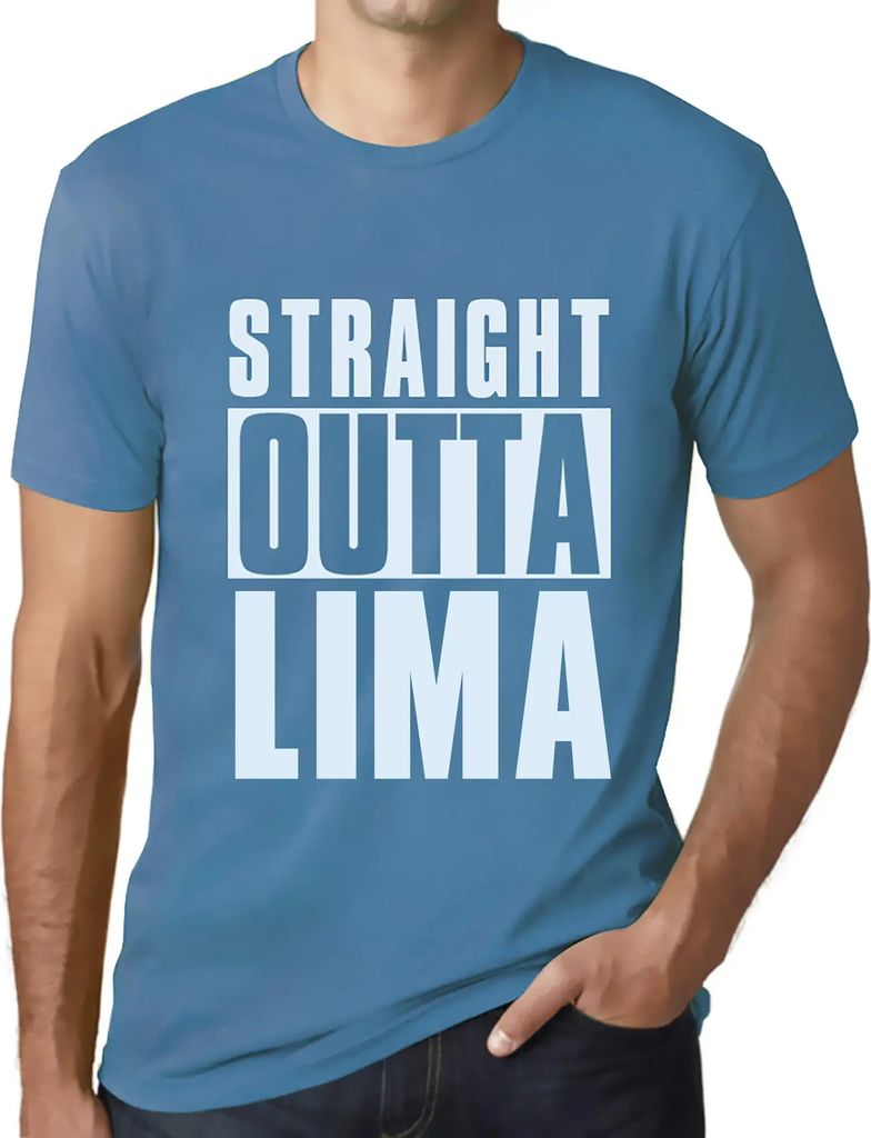 Herren Grafik T-Shirt Straight Outta Lima Öko-Verantwortlich Vintage Jahrgang Kurzarm Lustige Druck Geburtstag Geschenk Mann