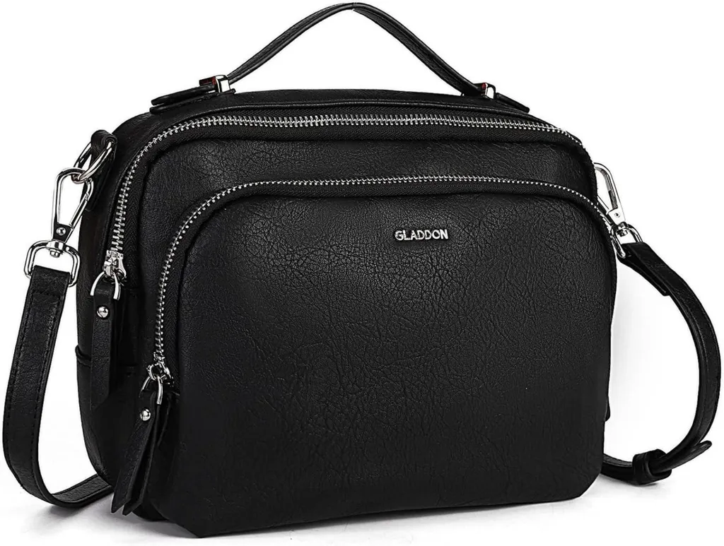 Petit sac crossbody noir pour femme, besace en cuir étanche chic et mode