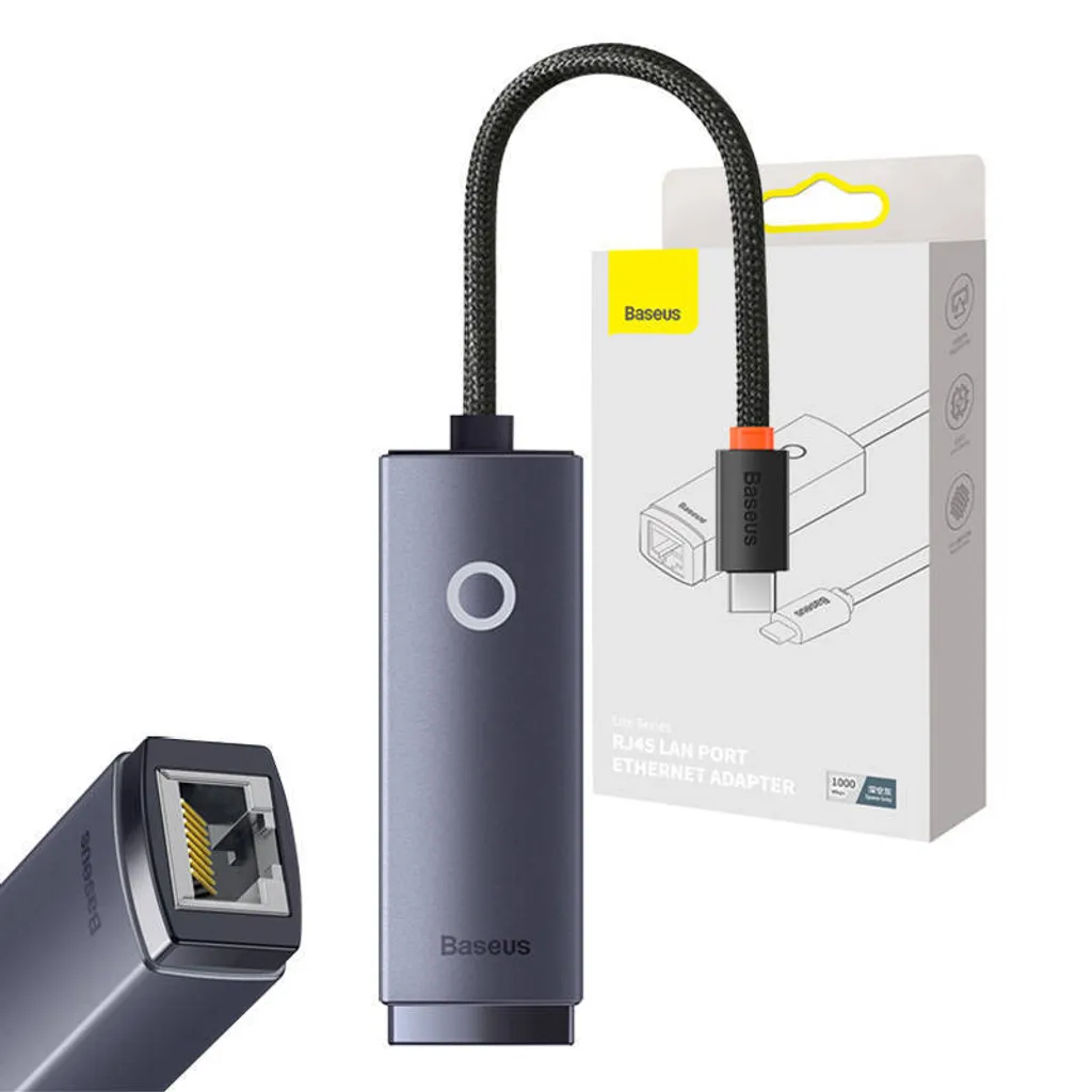 Adattatore di rete da Usb-C a Rj45 della serie Baseus Lite (grigio)