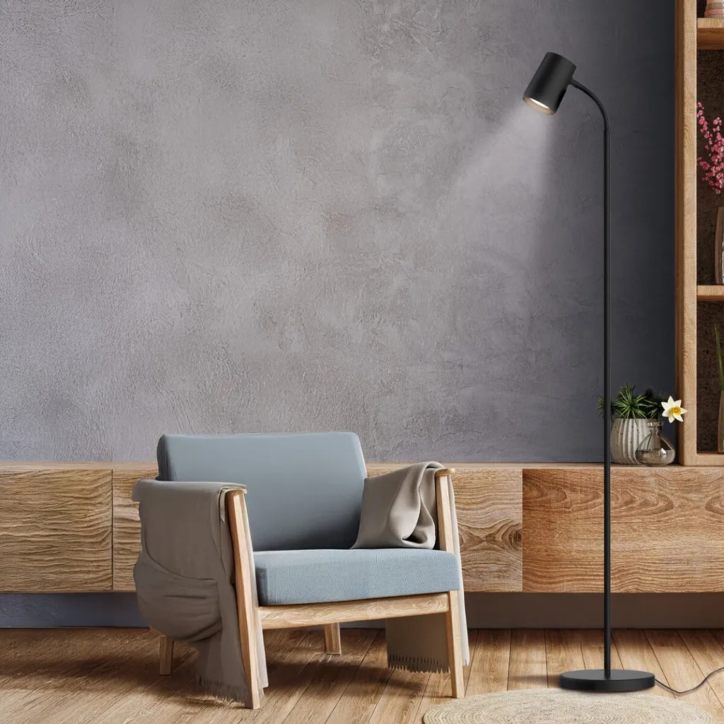 Lampadaire chambre et salon noir FELIX - Spot de lecture GU10 9W
