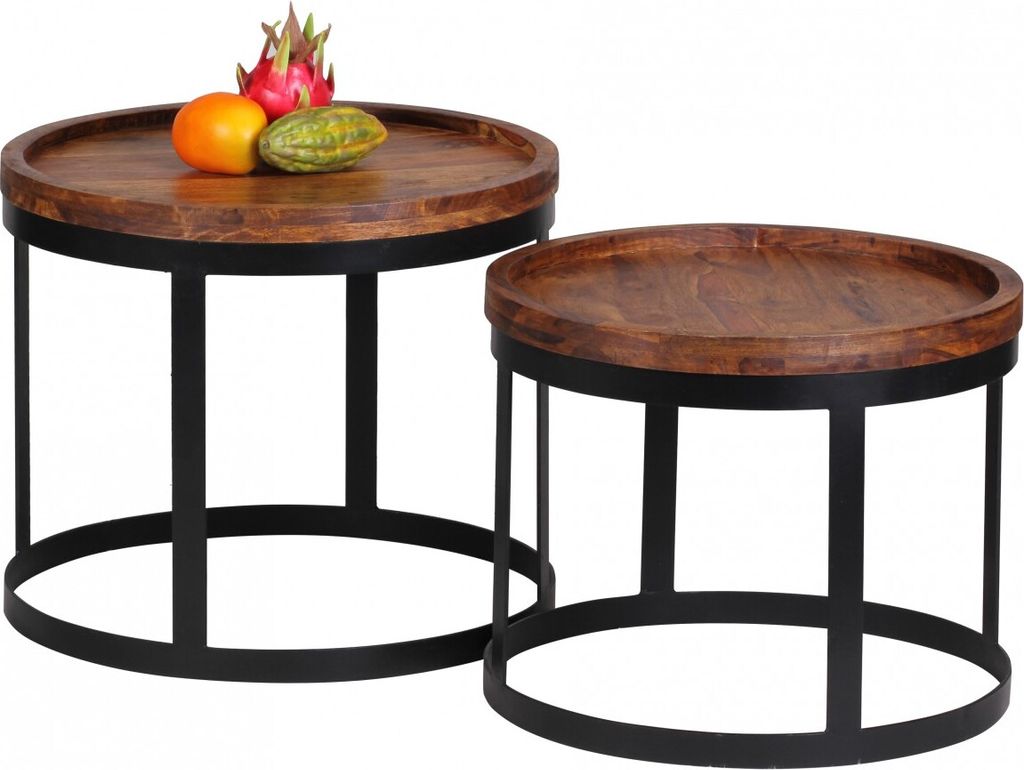 Wohnling Sheesham Massivholz Beistelltisch 2er Set Produktbild 