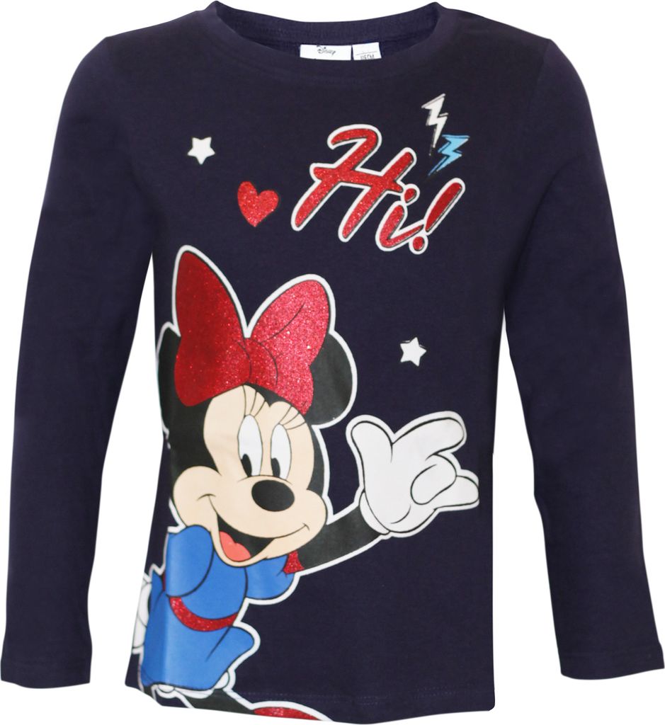 Minnie Mouse - "Hi" T-Shirt für Mädchen NS5864 (110) (Marineblau)