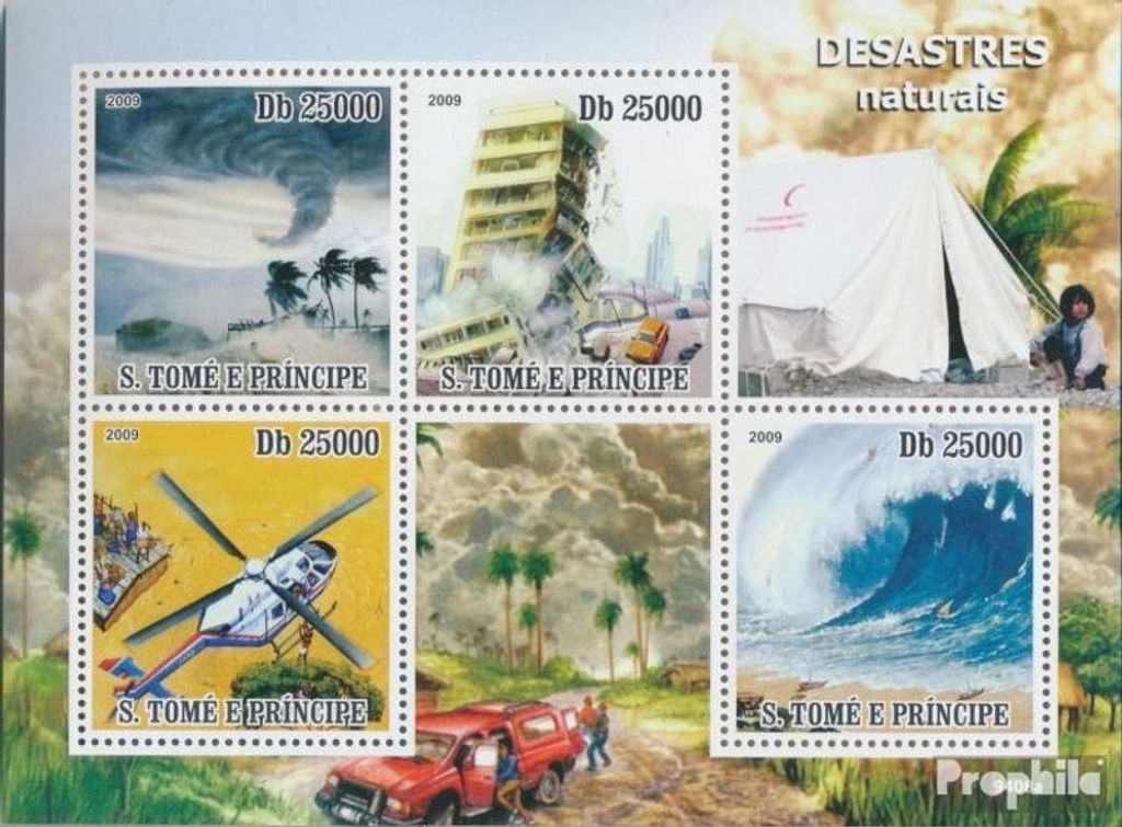 Briefmarken Sao Tome e Principe 2009 Mi 4160-4163 Kleinbogen (kompl. Ausgabe) postfrisch Katastrophen