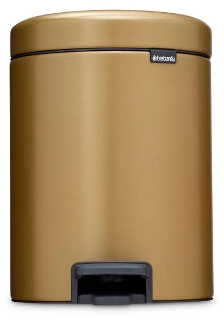 Poubelle à Pédale Silencieuse 5L Brabantia NewIcon en Laiton Patiné
