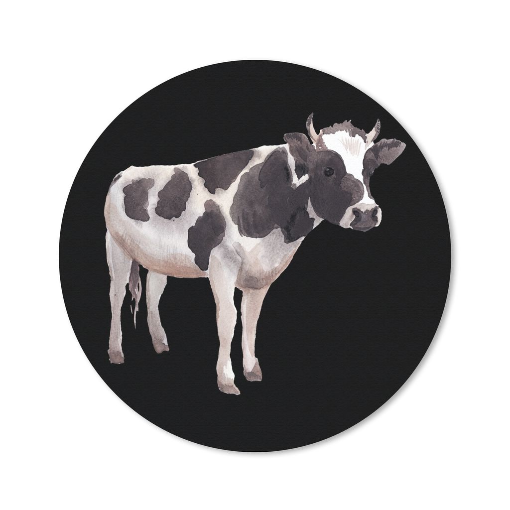 MuchoWow Mauspad Mousepad Kuh - Zeichnung - Schwarz 50x50 cm - Mousepads - Maus Mat - Pad - Mausunterlage - Vinyl