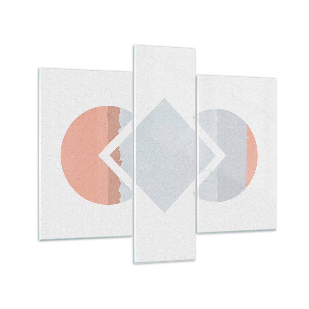 Bilder auf glas - 3 Teile - Stück Geometrisch Diamant - 95x80cm - Glasbilder - Wandbilder - Bilder - zum Aufhängen bereit - Wanddekoration aus Gl...