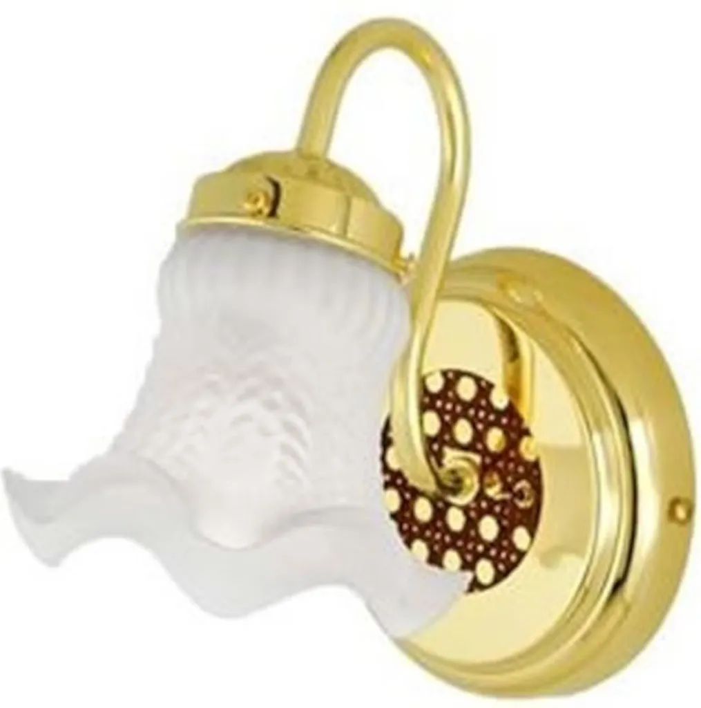 Applique murale rotin laiton poli et verre opale - Luminaire Chic D25