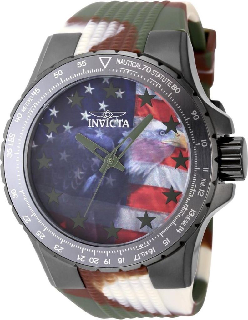 Invicta Aviator 48956 Herren uhr - Wasserdicht - Analog - Quarzuhrwerk - Edelstahl mit roten zifferblat - 50mm