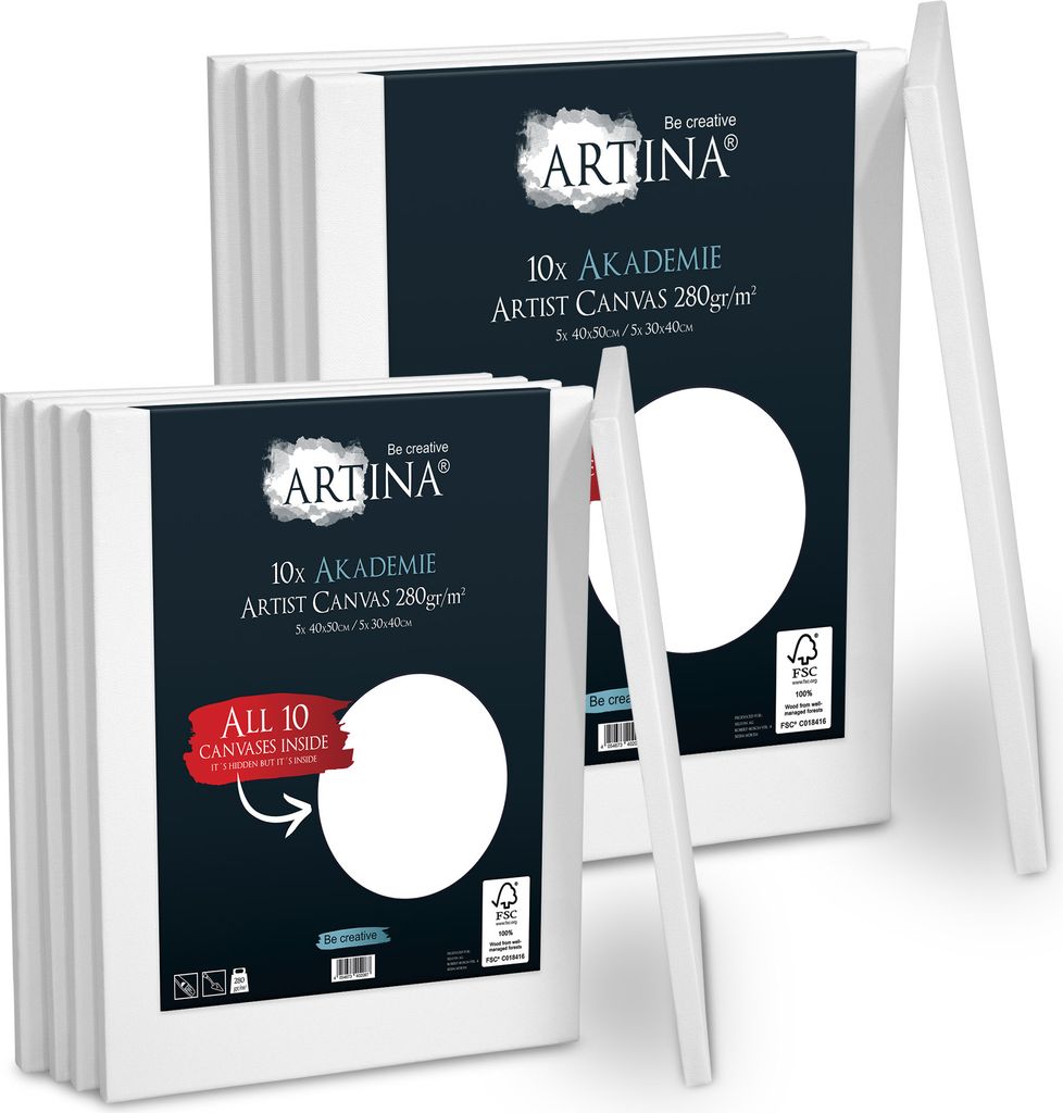 10er Set Artina Akademie Keilrahmen Leinwand 40x50 und Produktbild 