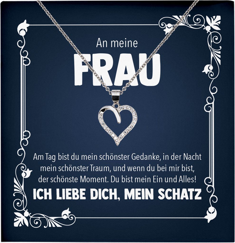 22Feels Echt Silber Halskette - Ehefrau Geschenk Frauen Schmuck Hochzeitstag Valentinstag Geburtstag - Herz Anhänger, Karte