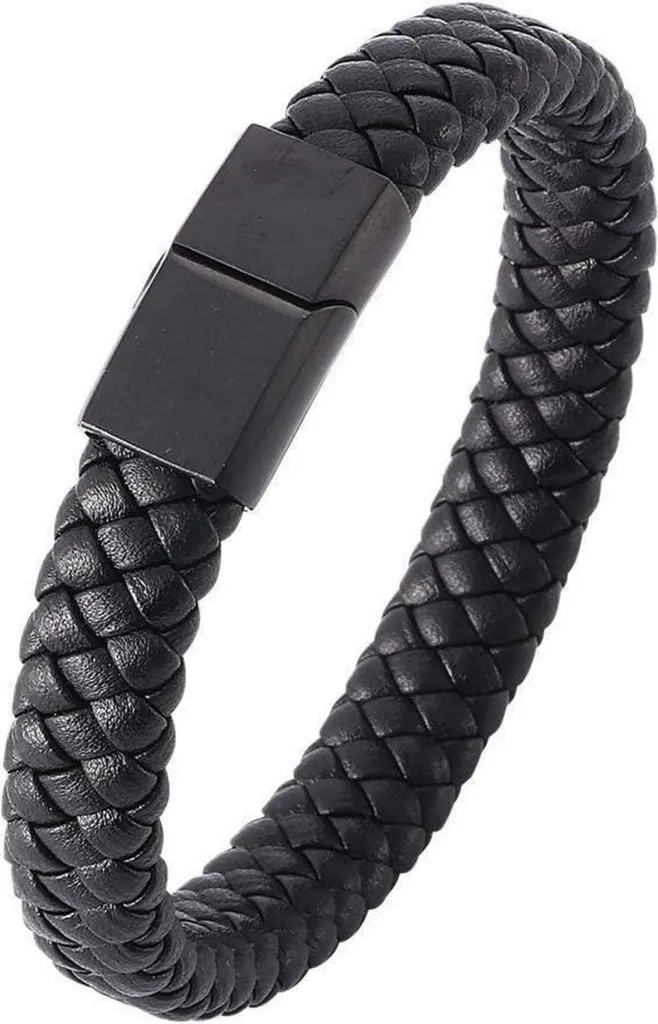 Bracciale Uomo Pelle Nera Idea Regalo: Simbolo di un Legame Forte